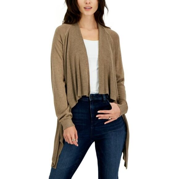 International Concepts Womens Cascade Open Front Cardigan Black Heather XL - Picture 1 of 9
